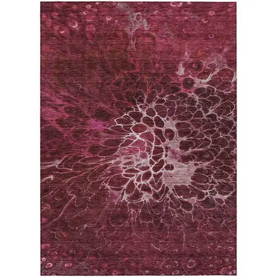 Merlot Blush And Gray Abstract Washable Indoor Outdoor Area Rug Photo 2