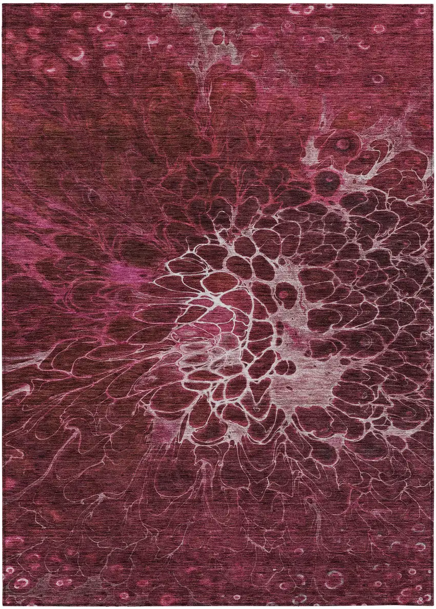 Merlot Blush And Gray Abstract Washable Indoor Outdoor Area Rug Photo 2