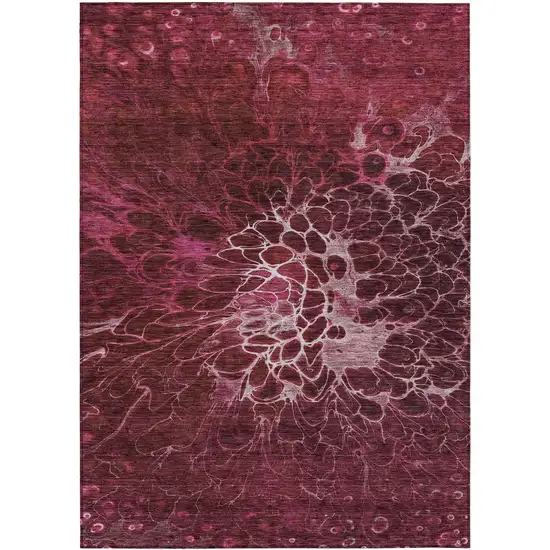 Merlot Blush And Gray Abstract Washable Indoor Outdoor Area Rug Photo 2