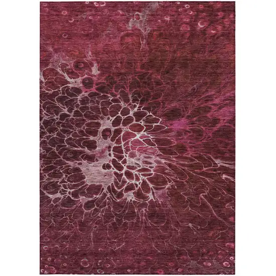 Merlot Blush And Gray Abstract Washable Indoor Outdoor Area Rug Photo 7