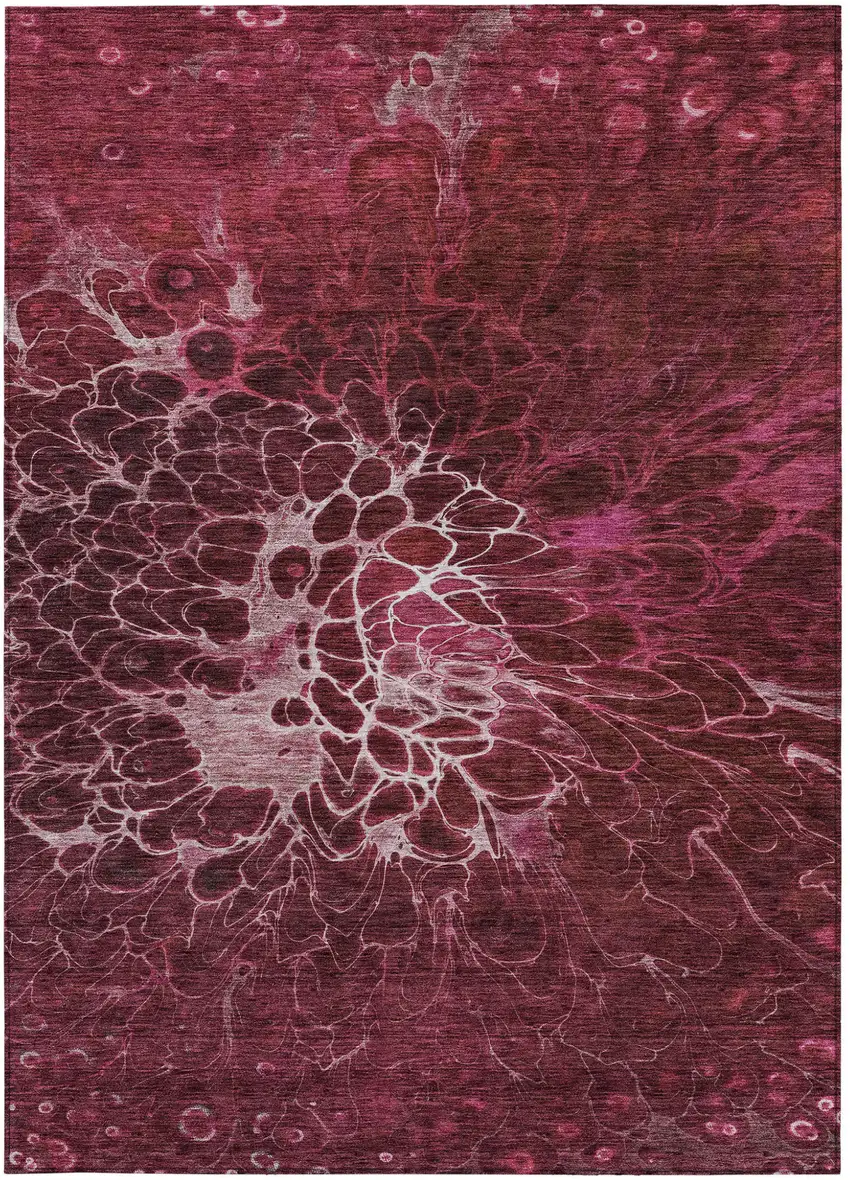 Merlot Blush And Gray Abstract Washable Indoor Outdoor Area Rug Photo 7