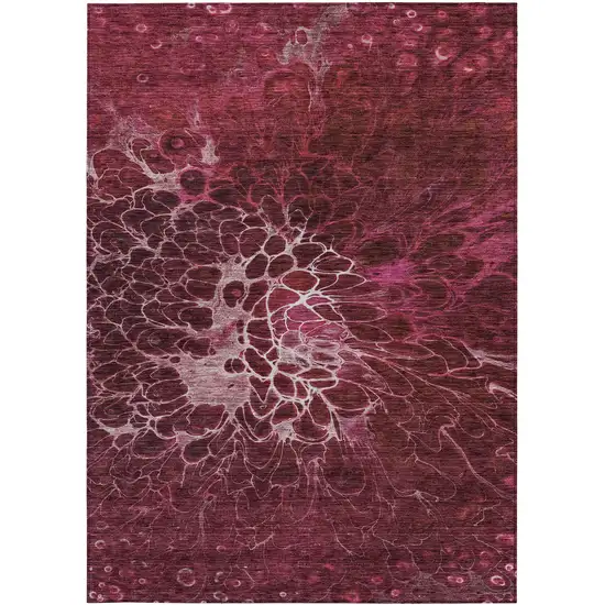 Merlot Blush And Gray Abstract Washable Indoor Outdoor Area Rug Photo 7
