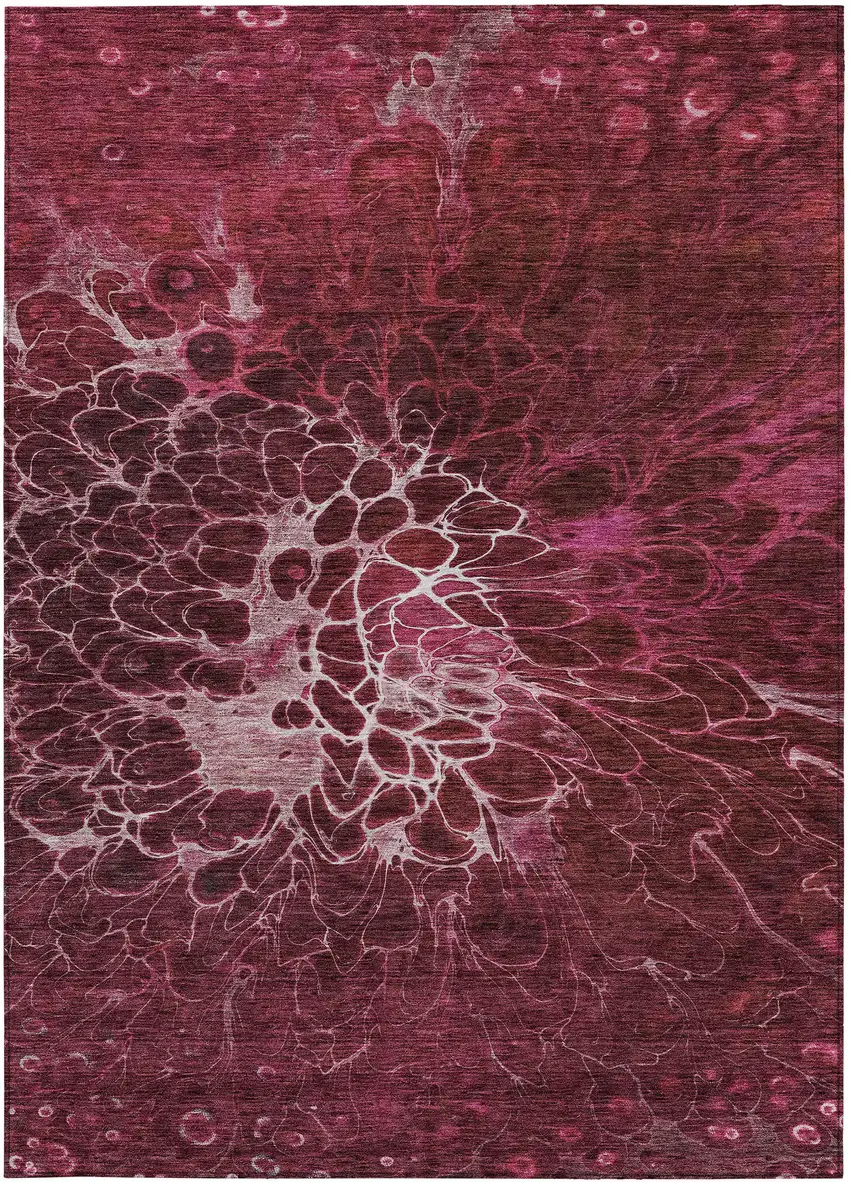 Merlot Blush And Gray Abstract Washable Indoor Outdoor Area Rug Photo 7