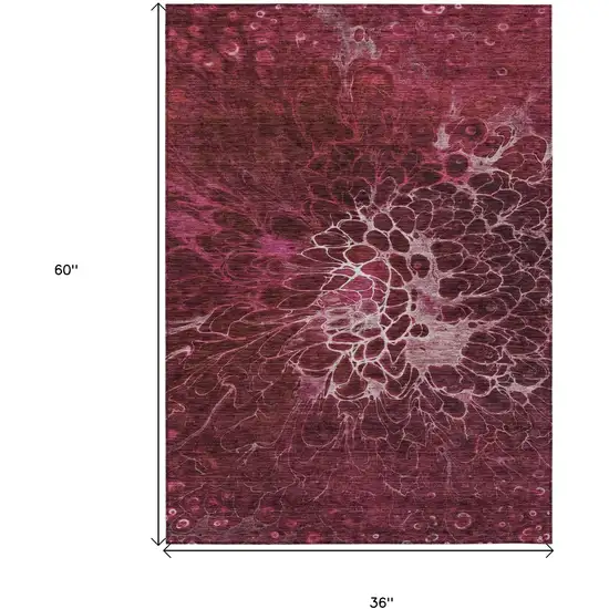 Merlot Blush And Gray Abstract Washable Indoor Outdoor Area Rug Photo 3