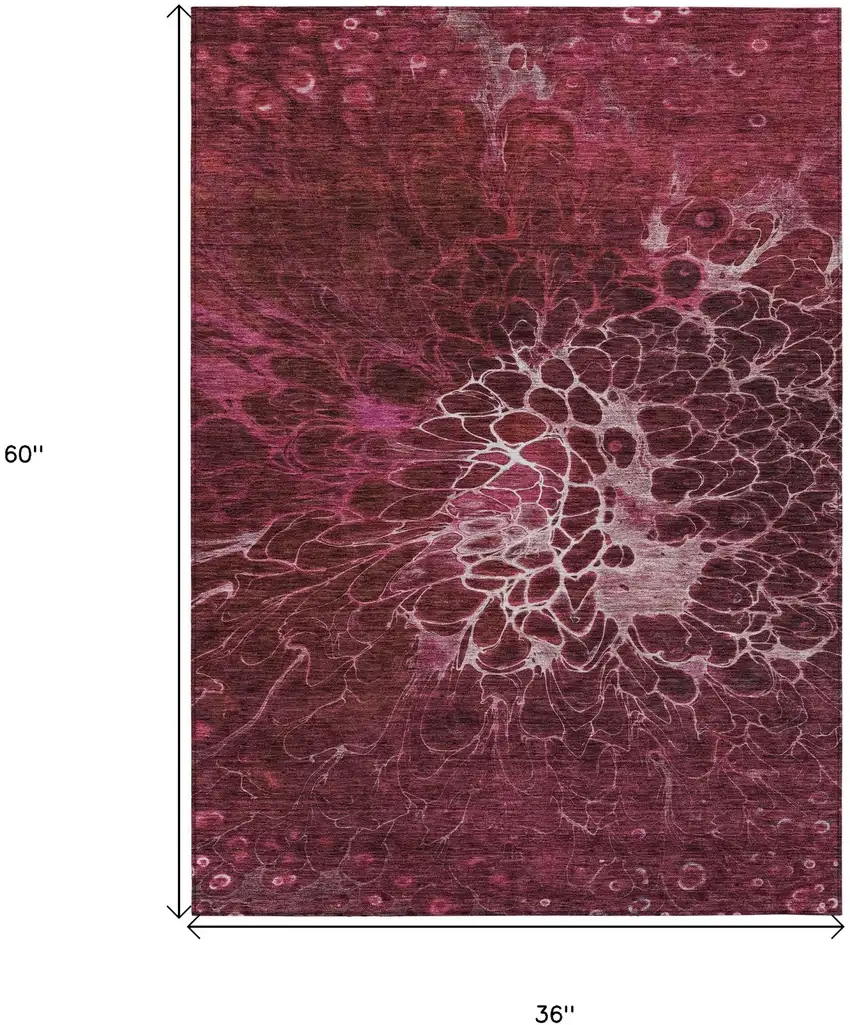 Merlot Blush And Gray Abstract Washable Indoor Outdoor Area Rug Photo 3