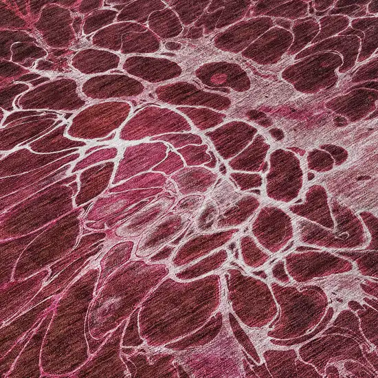Merlot Blush And Gray Abstract Washable Indoor Outdoor Area Rug Photo 6