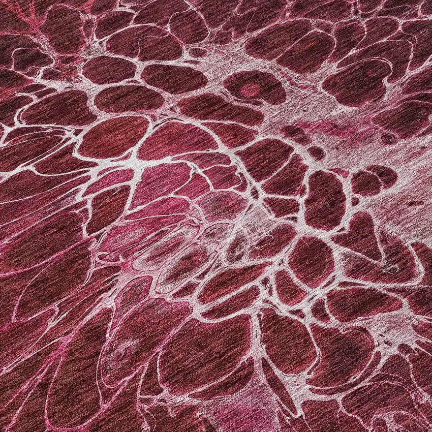 Merlot Blush And Gray Abstract Washable Indoor Outdoor Area Rug Photo 6