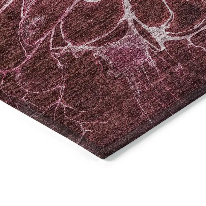 Merlot Blush And Gray Abstract Washable Indoor Outdoor Area Rug Photo 5