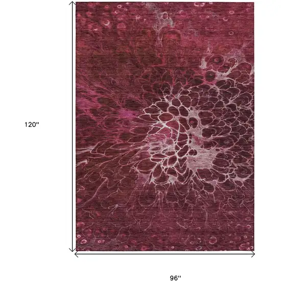 Merlot Blush And Gray Abstract Washable Indoor Outdoor Area Rug Photo 3