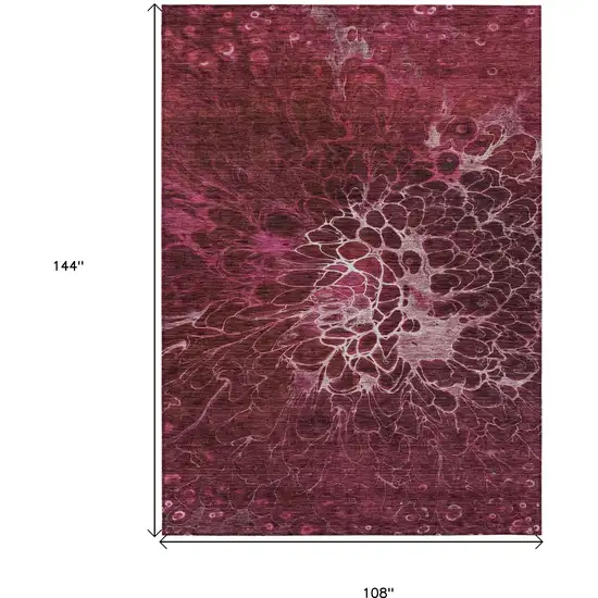 Merlot Blush And Gray Abstract Washable Indoor Outdoor Area Rug Photo 3