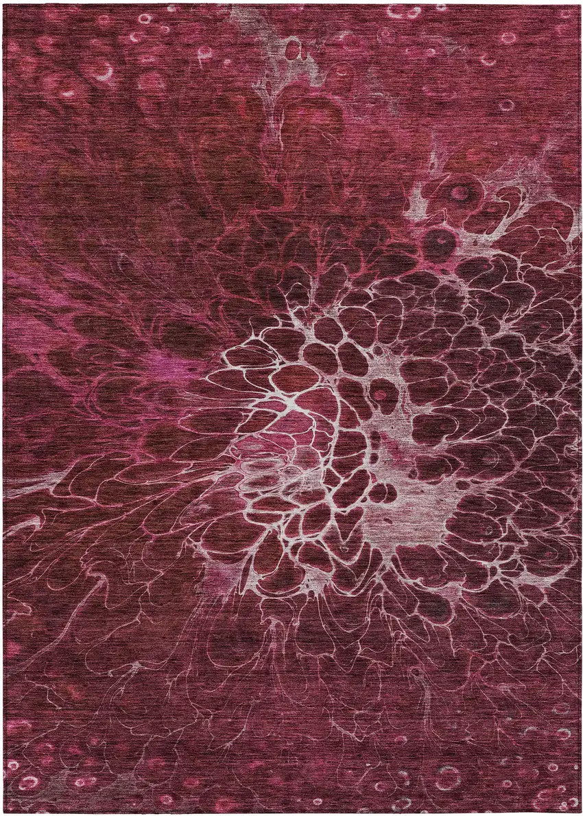 Merlot Blush And Gray Abstract Washable Indoor Outdoor Area Rug Photo 2