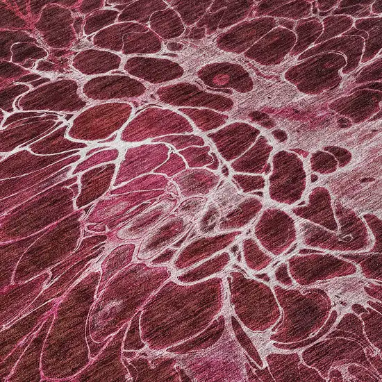 Merlot Blush And Gray Abstract Washable Indoor Outdoor Area Rug Photo 6