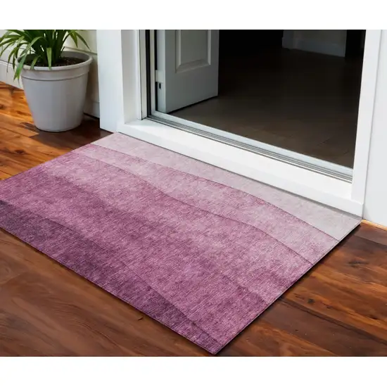 Merlot Blush And Pink Ombre Washable Indoor Outdoor Area Rug Photo 1
