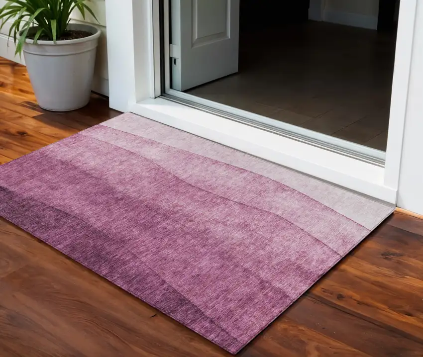 Merlot Blush And Pink Ombre Washable Indoor Outdoor Area Rug Photo 1
