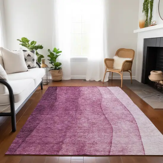 Merlot Blush And Pink Ombre Washable Indoor Outdoor Area Rug Photo 8