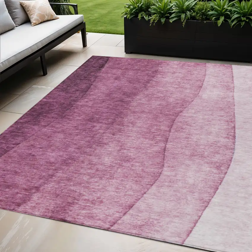 Merlot Blush And Pink Ombre Washable Indoor Outdoor Area Rug Photo 1