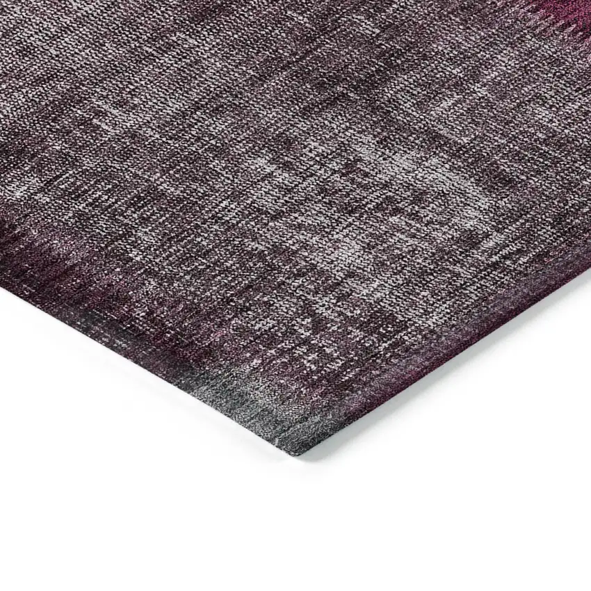 Merlot Burgundy And Gray Patchwork Washable Indoor Outdoor Area Rug Photo 3