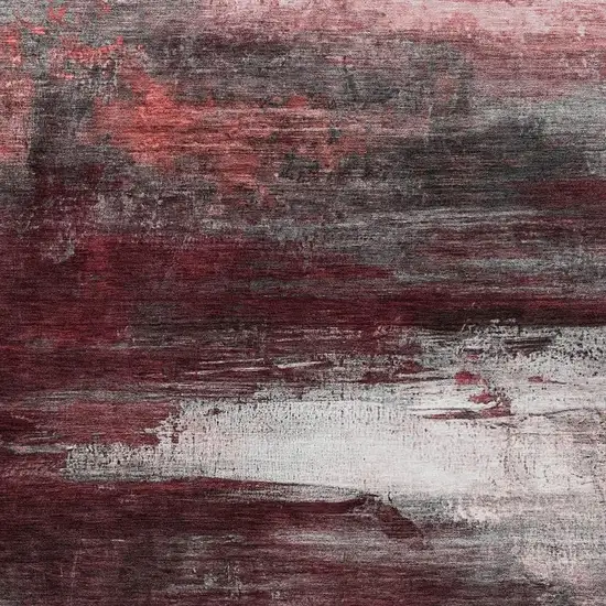 Merlot Charcoal And Ivory Abstract Washable Indoor Outdoor Area Rug Photo 9