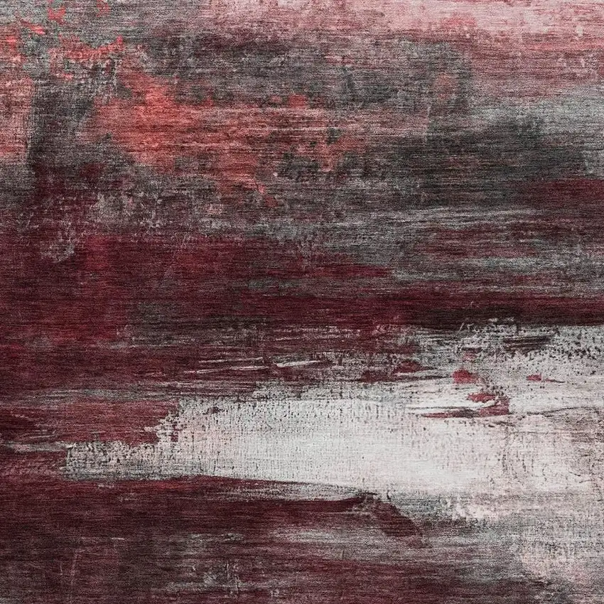 Merlot Charcoal And Ivory Abstract Washable Indoor Outdoor Area Rug Photo 9