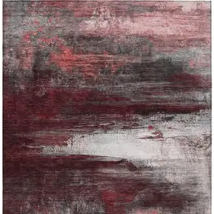 Photo of Merlot Charcoal And Ivory Abstract Washable Indoor Outdoor Area Rug