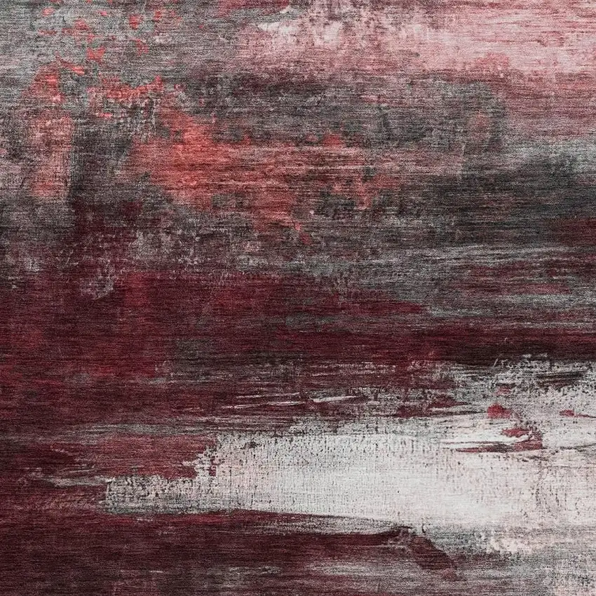 Merlot Charcoal And Ivory Abstract Washable Indoor Outdoor Area Rug Photo 9