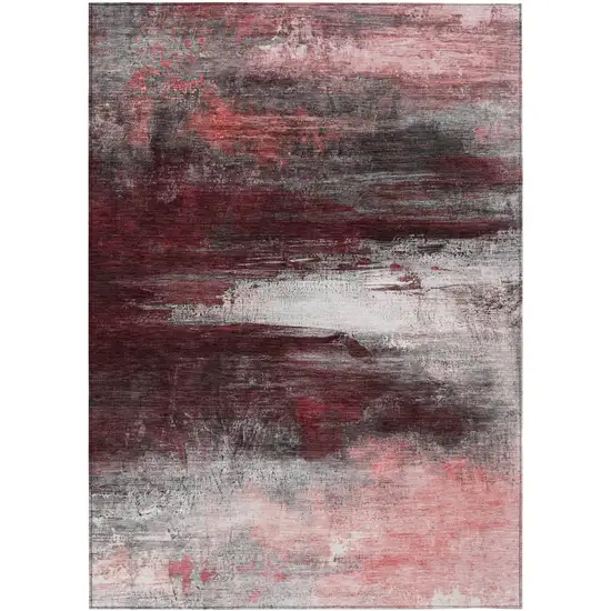 Merlot Charcoal And Ivory Abstract Washable Indoor Outdoor Area Rug Photo 7