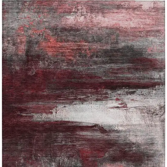 Merlot Charcoal And Ivory Abstract Washable Indoor Outdoor Area Rug Photo 1
