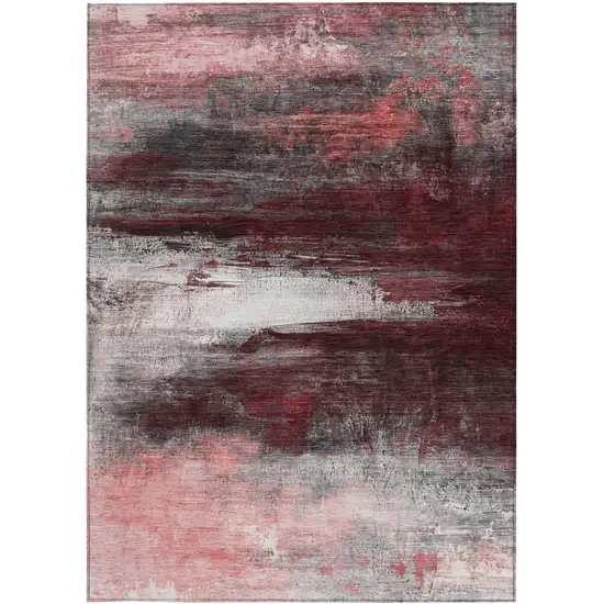 Merlot Charcoal And Ivory Abstract Washable Indoor Outdoor Area Rug Photo 9
