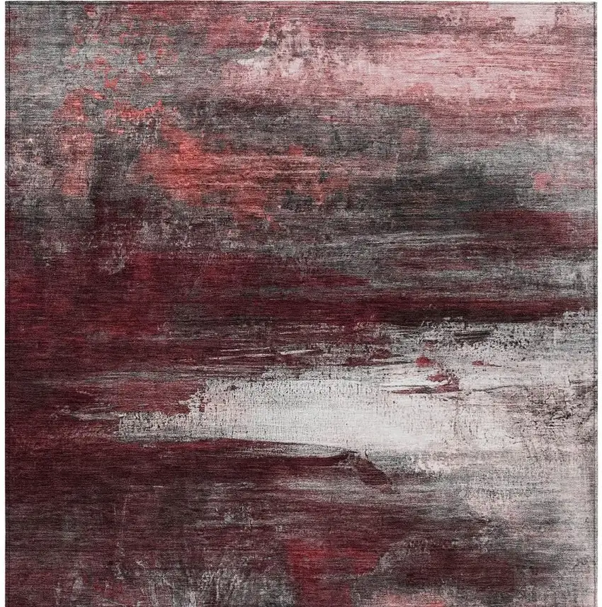 Merlot Charcoal And Ivory Abstract Washable Indoor Outdoor Area Rug Photo 1