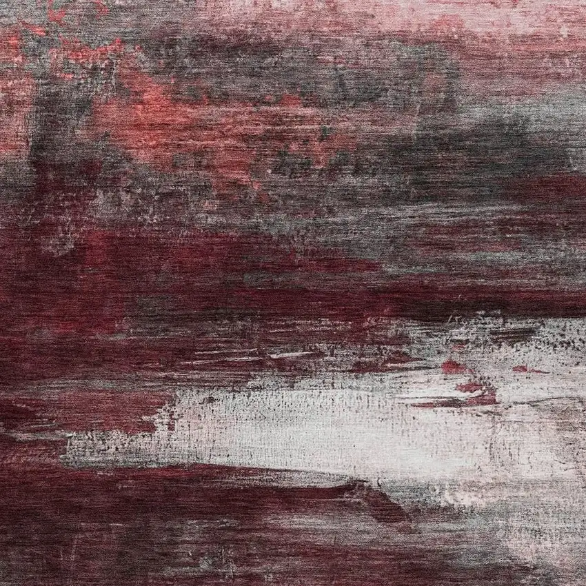 Merlot Charcoal And Ivory Abstract Washable Indoor Outdoor Area Rug Photo 9