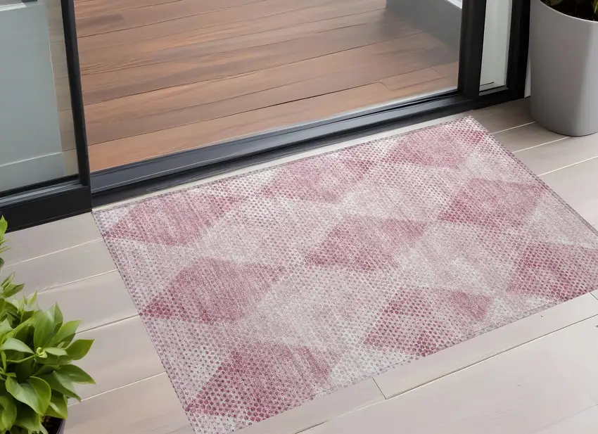 Merlot Geometric Washable Non Skid Indoor Outdoor Area Rug Photo 1