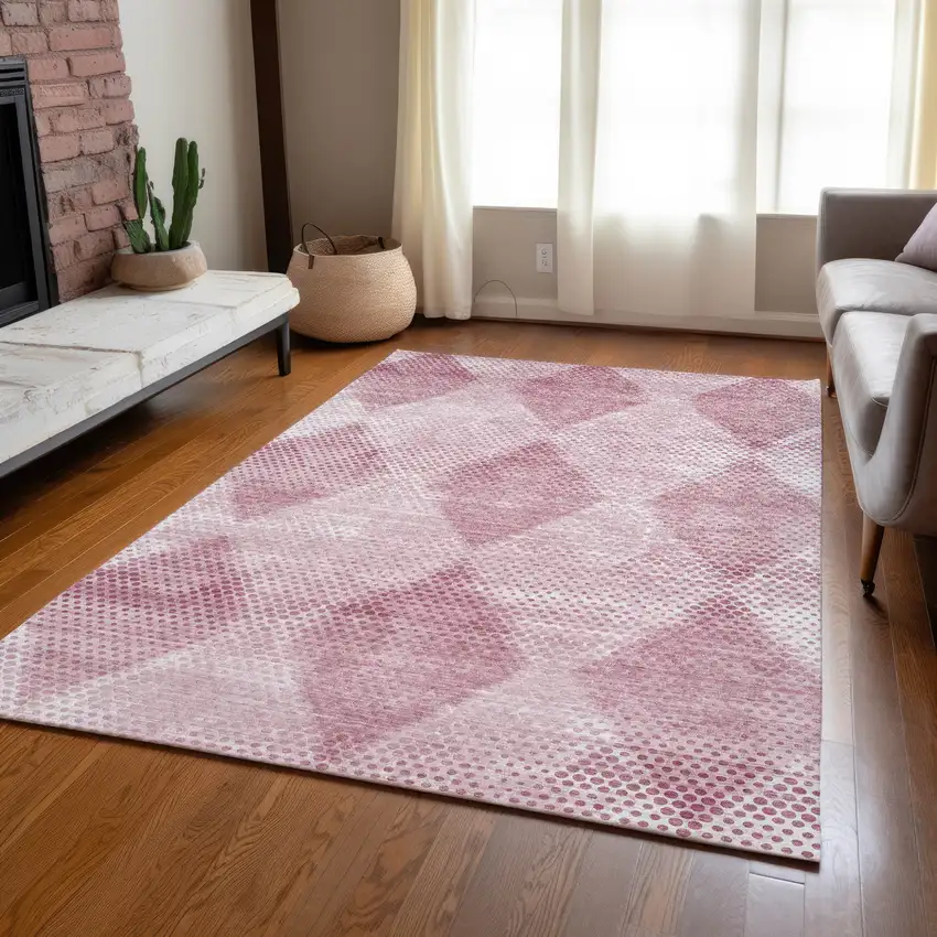 Merlot Geometric Washable Non Skid Indoor Outdoor Area Rug Photo 9