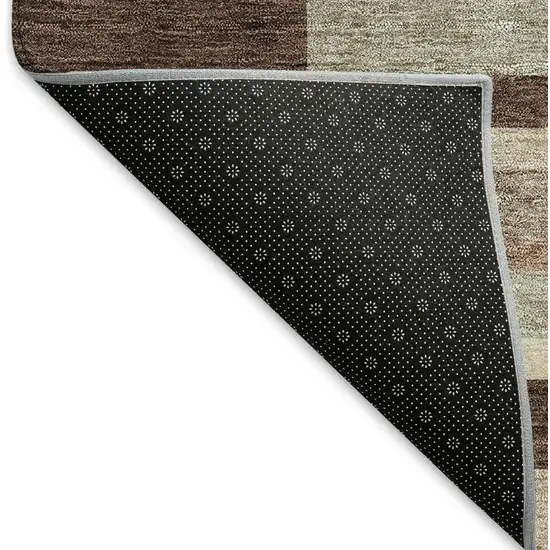 Merlot Gray And Beige Striped Washable Area Rug With UV Protection Photo 6