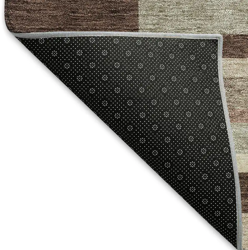 Merlot Gray And Beige Striped Washable Area Rug With UV Protection Photo 6