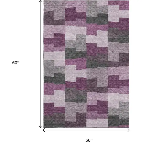 Merlot Gray And Ivory Geometric Washable Area Rug With UV Protection Photo 6