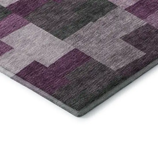 Merlot Gray And Ivory Geometric Washable Area Rug With UV Protection Photo 8