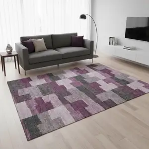 Photo of Merlot Gray And Ivory Geometric Washable Area Rug With UV Protection