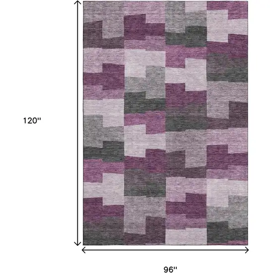 Merlot Gray And Ivory Geometric Washable Area Rug With UV Protection Photo 3