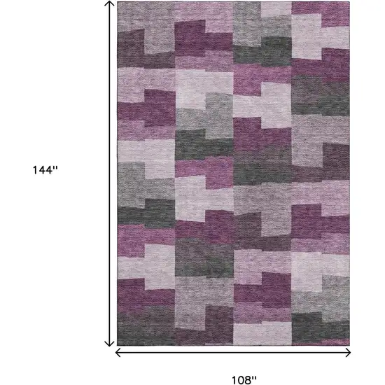 Merlot Gray And Ivory Geometric Washable Area Rug With UV Protection Photo 3