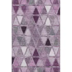 Photo of Merlot Gray And Ivory Geometric Washable Area Rug With UV Protection