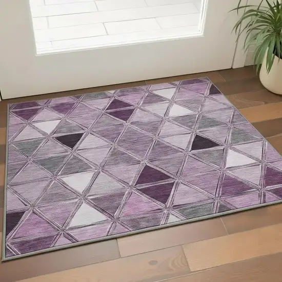 Merlot Gray And Ivory Geometric Washable Area Rug With UV Protection Photo 2