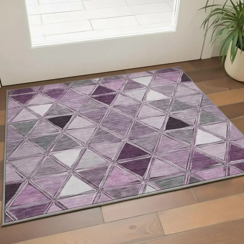Merlot Gray And Ivory Geometric Washable Area Rug With UV Protection Photo 2