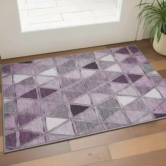 Merlot Gray And Ivory Geometric Washable Area Rug With UV Protection Photo 3
