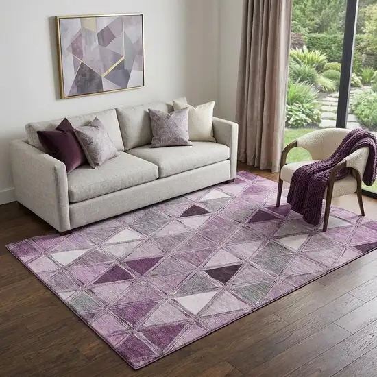 Merlot Gray And Ivory Geometric Washable Area Rug With UV Protection Photo 1