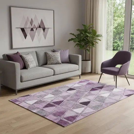 Merlot Gray And Ivory Geometric Washable Area Rug With UV Protection Photo 1