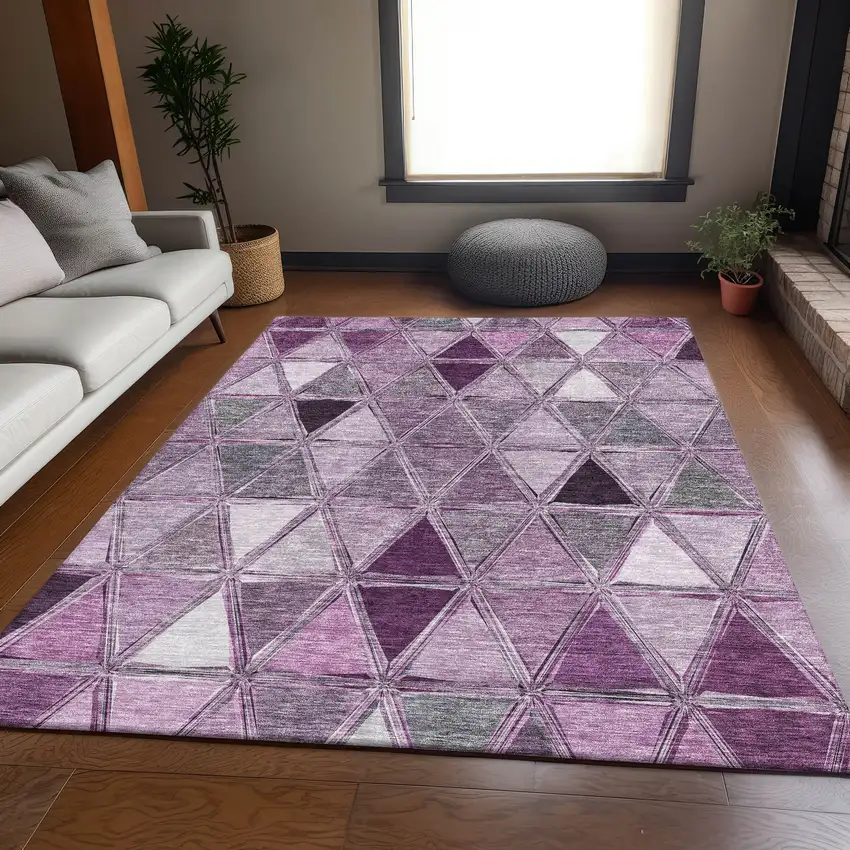 Merlot Gray And Ivory Geometric Washable Area Rug With UV Protection Photo 5
