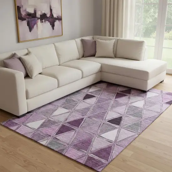 Merlot Gray And Ivory Geometric Washable Area Rug With UV Protection Photo 1