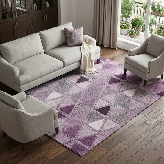Merlot Gray And Ivory Geometric Washable Area Rug With UV Protection Photo 1