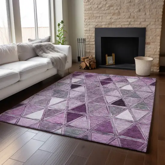 Merlot Gray And Ivory Geometric Washable Area Rug With UV Protection Photo 4