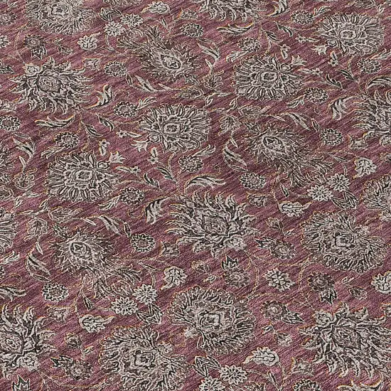 Merlot Gray And Taupe Floral Washable Indoor Outdoor Area Rug Photo 4